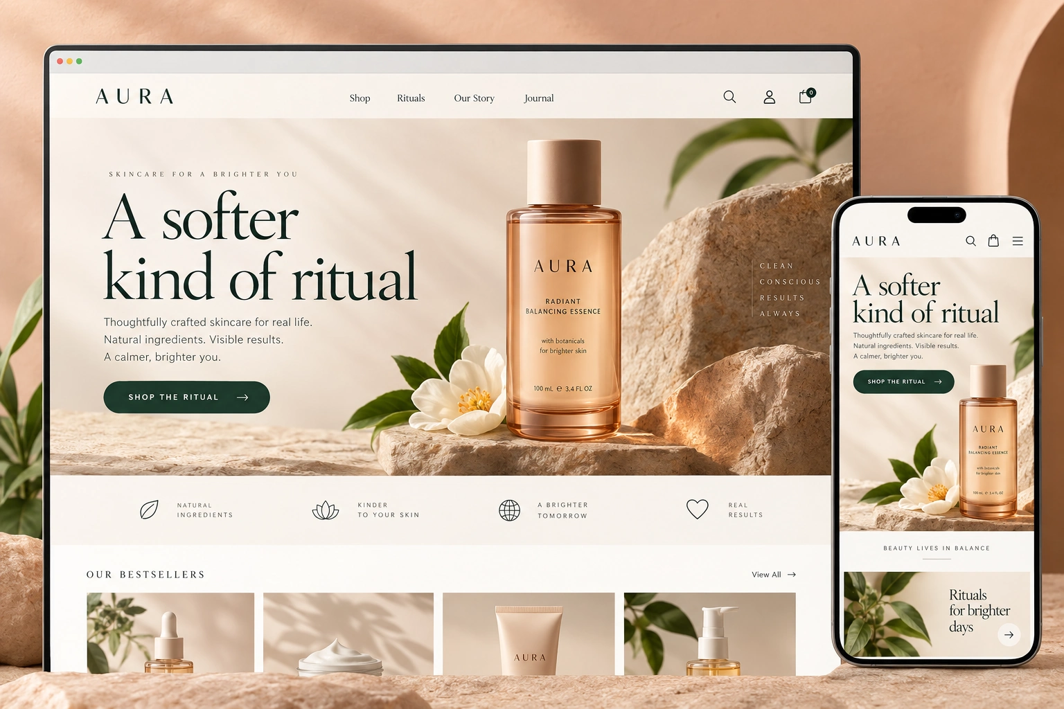 Aura skincare ecommerce website design